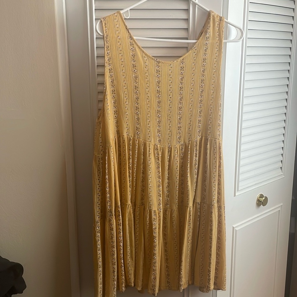 Yellow pinstriped babydoll dress